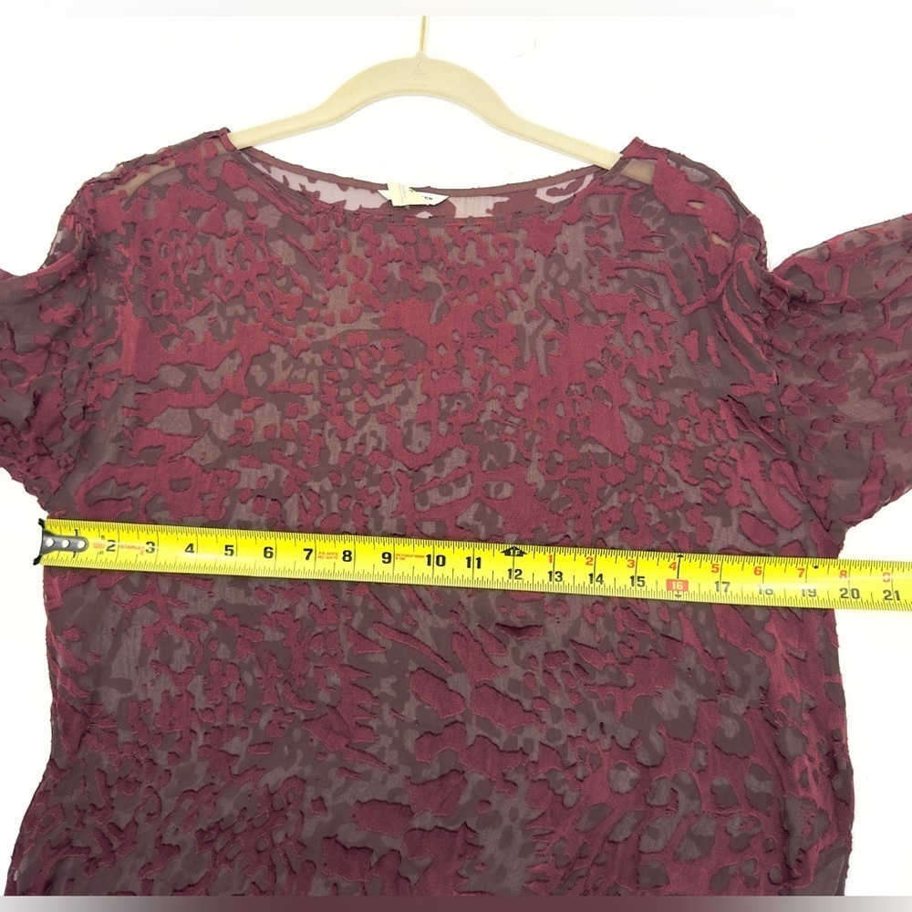 Club Monaco Top Womens XS Velvet Burnout Whimsigoth Fairy Grunge Vamp Sheer - Picture 6 of 8